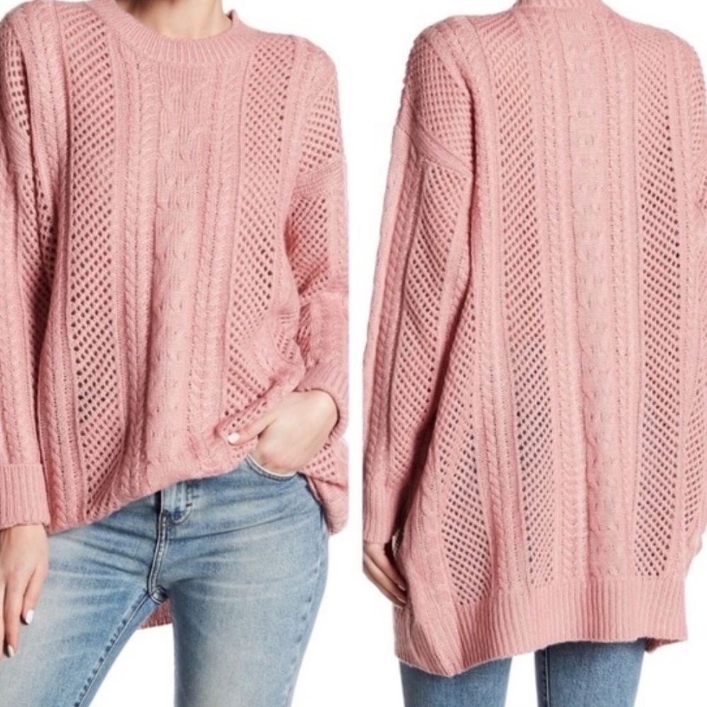 John + Jenn Womens Chunky Knit English Rose Cable Knit Pull Over Sweater Size S - Picture 5 of 10